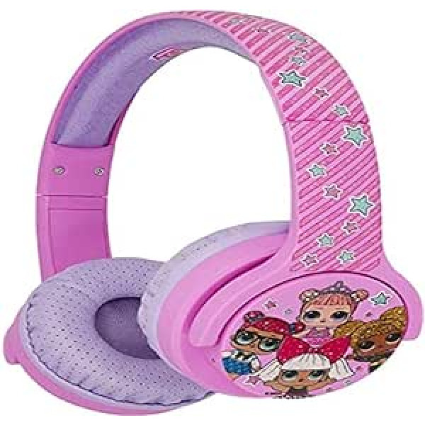 OTL Technologies LOL Glitterati Club Junior BT austiņas (polsterētas austiņas, regulējams izmērs, Bluetooth, bērniem, skaļuma ierobežojums līdz 85 dB, unisex) — oficiālais licencēts produkts