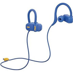 Jam Live Fast — Bluetooth In-Ear-Kopfhörer für Sport & Workout, Ohrklammer für festen Sitz, 12 Std. Akkulaufzeit, 10m BT Radius, Freihand Telefonie, Schweißresistent, Ohrstöpsel in 3 Größen - Blue