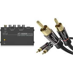 Behringer PP400 mikrofona atskaņotāja priekšpastiprinātājs, melns un KabelDirekt — RCA audio kabelis, 0,5 m, (koaksiālais kabelis, piemērots pastiprinātājam, stereo pielikumiem, 2 RCA līdz 2 RCA)