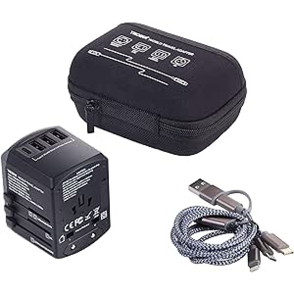 TROIKA Design Workshop Travel Adapter Komplekts TROIKA World Travel Adapter, melns, Moderns