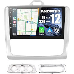 CAMECHO Android 11 automašīnas radio ar Carplay Wireless, kas paredzēts Ford Focus Exi MT 2 3 Mk2/Mk3 2004-2011,9 collu ekrāna automašīnas radio ar navigācijas Android Car FM/RDS Bluetooth brīvroku komplektu un USB