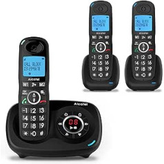 Alcatel XL595 Voice Trio Cordless Large Button Phone with Three Handsets and Answering Machine, Extra Large Landline Phone for Home with Call Protection