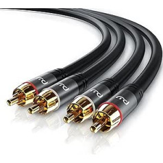 CSL - Stereo RCA Audio Cable - 10 m - 2 x RCA to 2 x RCA Audio Cable - AUX Inputs - Metal Plug Gold-Plated Cable Double Shielded