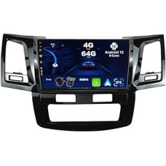 BXLIYER Android 12 IPS automašīnas radio, piemērots Toyota Fortuner 1 AN50 AN60 Hilux Revo Vigo (2008-2014) - 4G + 64G - Iebūvēts DSP/Carplay/Android Car - Kamera + mikrofons - 9 collu 2 DIN - SWC WiFi DAB 3