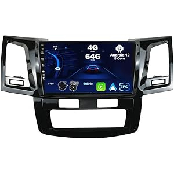 BXLIYER Android 12 IPS automašīnas radio, piemērots Toyota Fortuner 1 AN50 AN60 Hilux Revo Vigo (2008-2014) - 4G + 64G - Iebūvēts DSP/Carplay/Android Car - Kamera + mikrofons - 9 collu 2 DIN - SWC WiFi DAB 3