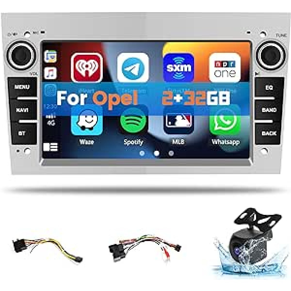 Hikity 2+64GB Android auto radio priekš Opel Corsa Astra Vectra Zafira Meriva Vivaro Antara ar bezvadu CarPlay Android Car, 2DIN ar 7 collu ekrānu RDS GPS atpakaļgaitas kameru