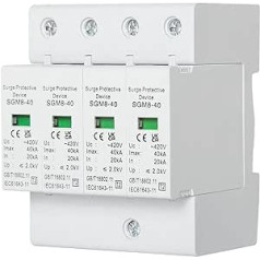 DEWIN Surge Arrester, 4P 40KA 220V Home Surge Protection DIN Rail Low Voltage Arrester for Lightning Protection