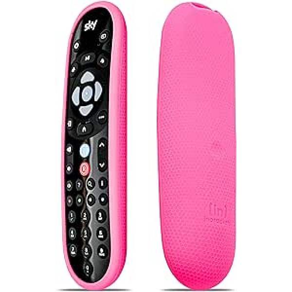 SKY Q Remote Cover aizsargvāciņš ar iespiedumiem — Triecienizturīgs vāciņa apvalks Sky Q tālvadības pults EC202 — augstākās kvalitātes izturīga silikona šūnveida struktūra (karsti rozā)