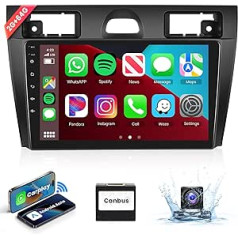 2 + 64 G bezvadu Apple Carplay 9 collu automašīnas radio 2 DIN Android automašīna Ford Fiesta 2006-2011 ar ekrānu HiFi Bluetooth RDS/FM radio + AHD atpakaļgaitas kameru + CANBUS