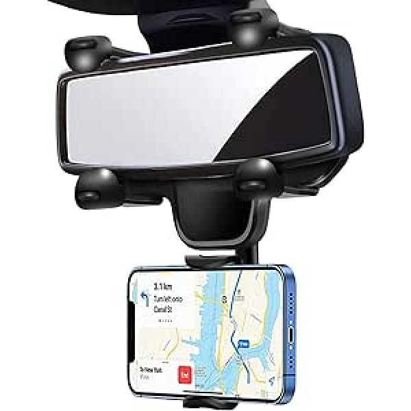 Giantdeer Mobile Phone Holder with Rear View Mirror for Car GPS Universal Car Mount 360° Free Adjustable