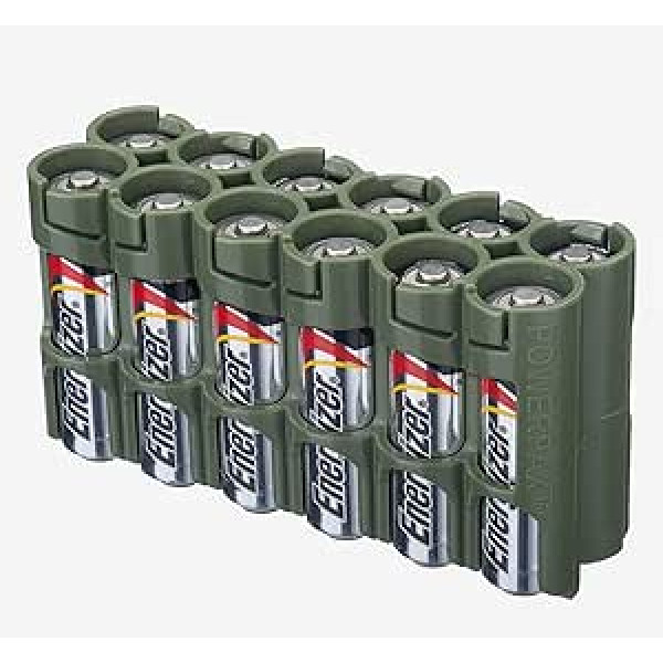 PowerPax 12 AA Battery Caddy — militāri zaļš