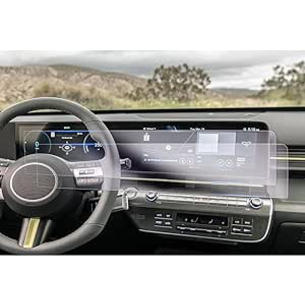 GAFAT savietojams ar Hyundai Kona SX2 2024 2025 12,3 collu navigācijas sistēmu + digitālo kopu ekrāna aizsargplēvi, nano ekrāna aizsargplēvi, triecienizturīgu, 6 H pretskrāpējumu [2 gab.]