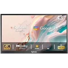 SYLVOX 43 collu āra televizors Smart Google TV 4K HDR 1000nits LED HDR10 Google Assistant Chromecast, Dolby Atmos, IP55 ūdensizturīgs, 60Hz, WiFi, DVB-C/S2/T2, YouTube, Netflix, Deck Pro 2.0