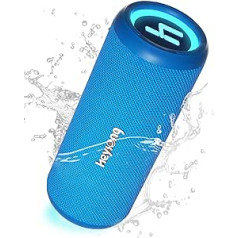 HEYSONG Bluetooth Speaker, Portable Wireless Waterproof Speaker with LED Light, 20W Stereo, Good Bass, TF Card, USB Playback, Dual Pairing for Camping, Pool, Shower, Bike, Kayak,