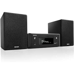 Denon CEOL N-10 kompaktā sistēma, HiFi pastiprinātājs, CD atskaņotājs, interneta radio, mūzikas straumēšana, HEOS Multiroom, Bluetooth & WLAN, saderīgs ar Alexa, 2 optiskās TV ieejas, ar skaļruni, melns