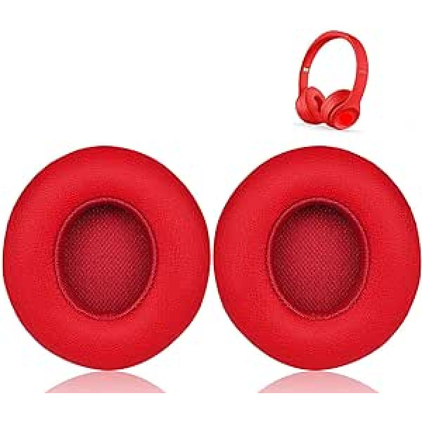 Ausu spilventiņi Beats Solo 3, Premium atmiņas putu austiņu spilventiņi — Austiņas ar Beats by Dre Solo 2 un Solo 3 Bezvadu uzliekamās austiņas, Profesionālie Solo 3 bezvadu ausu spilventiņi (sarkani)