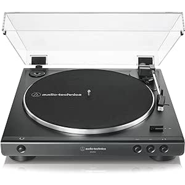 Audio-Technica LP60X Pilnībā automātisks siksnas piedziņas stereo atskaņotājs, melns