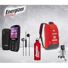 Energizer — pilnīga pakete — atbloķēts E241S mobilais tālrunis — 4G — arābu tastatūra + Bluetooth austiņas + ūdens pudele + 10 l mugursoma.