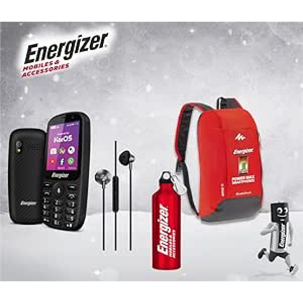 Energizer — pilnīga pakete — atbloķēts E241S mobilais tālrunis — 4G — arābu tastatūra + Bluetooth austiņas + ūdens pudele + 10 l mugursoma.