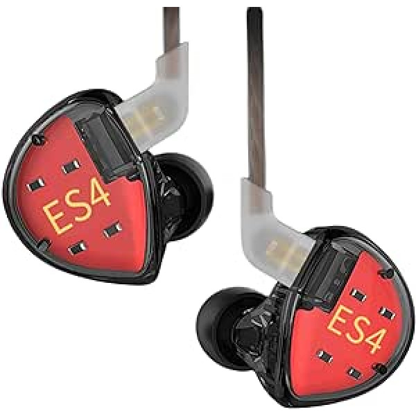 Yinyoo KZ ES4 ieliekamās austiņas Augstas izšķirtspējas IEM austiņas Ergonomiskas Ērtas HiFi Bass Austiņas Ievietojamas austiņas ar sabalansētu armatūras 2-pin 0,78mm kabeli (melns, bez mikrofona)