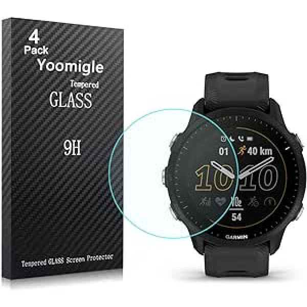 Yoomigle iepakojums pa 4 saderīgs ar Garmin Forerunner 955 rūdīta stikla ekrāna aizsargu, kas paredzēts Garmin 955 viedpulksteņa ekrāna aizsargiem, pārklājuma plēvēm, stikla pretskrāpējumiem pret pirkstu nospiedumiem