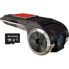 ELGAUS ES-DC2104 automašīnas paneļa kamera 156° platleņķis ar Ultra Night Vision ūdensizturīgu G-sensoru 16GB SD iekļauts GPS DVR