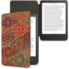 kwmobile futrālis, kas saderīgs ar Amazon Kindle (2022) - Korķa eReader aizsargvāciņš - Mandala flīzes rozā sarkans zils