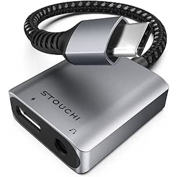 USB C austiņu adapteris un uzlāde, Stouchi USB Type C līdz 3,5 mm Jack Aux adapteris, Hi Res DAC, droša 30 W ātra uzlāde, savietojams ar iPhone 15 Pro/Max, Samsung Galaxy S23 S22, iPad Air/Pro/Mini,