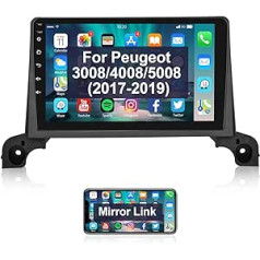 Podofo Android Car Radio GPS priekš Peugeot 5008/4008/3008 2017-2020, 9 collu skārienekrāna navigācija WiFi Bluetooth brīvroku komplekts FM RDS radio USB spoguļsaites automašīnas atskaņotājs