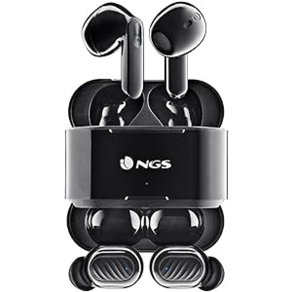 NGS Artica Duo Black — divi pāri bezvadu austiņu, saderīgas ar True Wireless Stereo un Bluetooth 5.1, skārienvadība, 30 H akumulators, melns