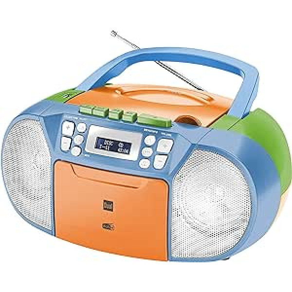 Divkāršs DAB-P 210 kasešu radio ar CD - DAB(+)/FM radio - Boombox - CD atskaņotājs - Stereo skaļrunis - USB ports - Aux ieeja - Strādā no tīkla / ar baterijām - Pārnēsājams - Krāsains