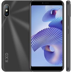 KXD 6A viedtālrunis bez līguma, 5,5 collu IPS displejs lēts 3G mobilais tālrunis, 8 GB atmiņa, 64 GB paplašināma Android mobilais tālrunis, divu SIM kartu 8 MP atpakaļgaitas kamera, 3 karšu sloti Sejas noteikšana / GPS (melns)