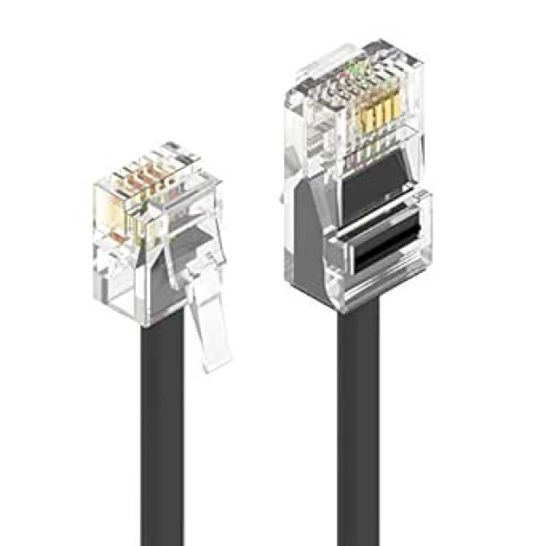 Savienojams RJ11 līdz RJ45 tālruņa kabelis 2 m Ethernet modema datu tālrunis ASDL plākstera vads platjoslas ātrgaitas interneta spraudņa kabelis, savietojams ar maršrutētāja modema fiksēto kabeli, melns