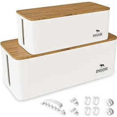 DMoose kabelių dėžutės didelės ir mažos pakuotės, kuriose yra 2 kabelių laikymo dėžutė, skirta paslėpti maitinimo juosteles iš medžio Spausdinti Baltas ABS plastikas Pakanka vietos kištams ir maitinimo juostoms