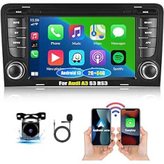 CAMECHO 2G + 64G Android 13 automašīnas radio ar satelīta navigāciju, bezvadu Carplay, Android automašīna Audi A3 S3 RS3 8P 8V 2003-2012, 7 collu ekrāna automašīnas radio ar Bluetooth WiFi FM/RDS Hi-Fi SWC MIC atpakaļgaitas kameru