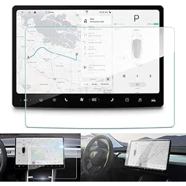 MAGIC SELECT 15 collu automašīnas GPS ekrāna aizsargs, kas ir savietojams ar Tesla Model 3/Y. Navigācijas ekrāna aizsargs, kas izgatavots no rūdīta stikla, pret pirkstu nospiedumiem, 9H, pret skrāpējumiem un triecienizturīgs ekrāns