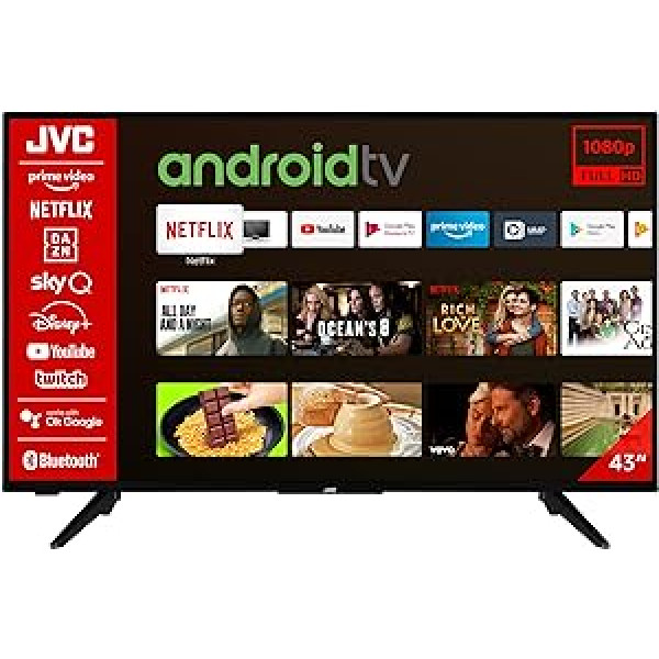 JVC LT-43VAF3055 43 Zoll, 1080p, Fernseher / Android TV (Full HD, HDR, Smart TV, Google Play veikals, trīskāršs uztvērējs, Bluetooth), Schwarz