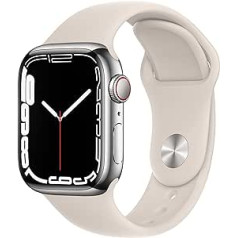 Apple Watch Series 7 (GPS + Cellular, 41 mm) — sudraba nerūsējošā tērauda korpuss ar sporta siksniņu Polar Star — parastais (atjaunots)