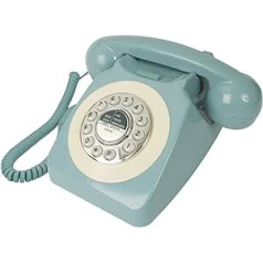 Benross 44540 klasikinis retro vintage laidinis telefonas Klasikinis skambėjimo tonas mygtukas numerio perrinkimas Lengvas nustatymas Mėlyna