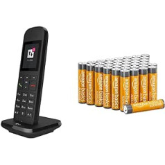 Telekom Speedphone 12 Black, 19,99 x 7,01 x 11 cm; 390 g un Amazon Basics AAA sārma baterijas, jaudīgas, 1,5 V, iepakojumā 36 (izskats var atšķirties)