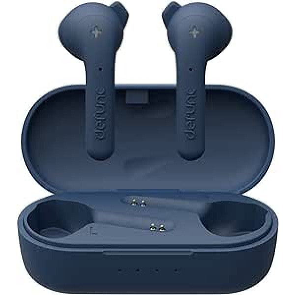 Defunc True Wireless Earbuds True Basic IPX4 ūdensizturīgas In-Ear 5.0 Bluetooth stereo austiņas ar iebūvētu mikrofonu — ilgs atskaņošanas laiks un uzlādes futrālis (zils)