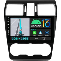 BXLIYER Android 13 IPS automašīnas radio, kas piemērots Subaru Forester/XV/WRX (2015-2017) - Iebūvēta CarPlay Android automašīna - Bezmaksas atpakaļgaitas kamera - 2G + 32G - 9 collu 2 DIN - DAB stūres vadība, ātra palaišana