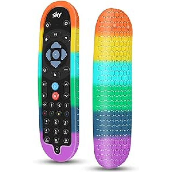 Protective Case for Sky Q Bluetooth Remote EC201 EC202 2020 Silicone Case SKY Q New Remote Skin Holder Battery Back Protector Universal Replacement Rainbow