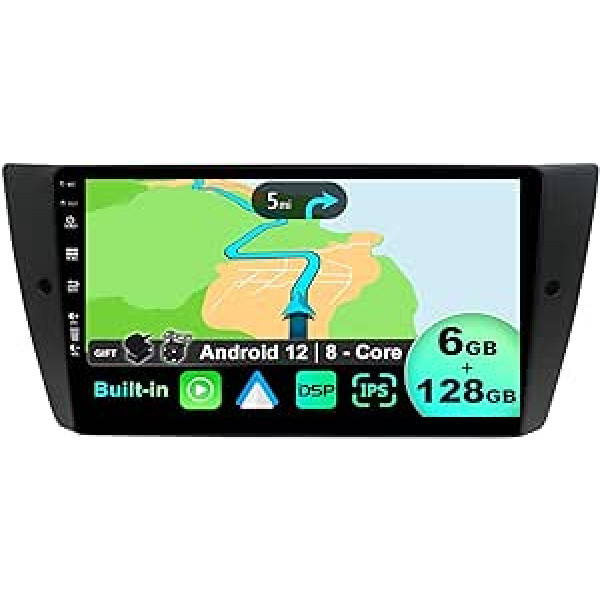 BXLIYER - 6G + 128G - Android 12 automašīnas radio, kas piemērots BMW E90/E91/E92/E93 (2005-2012) - bezvadu carplay/Android auto - kamera un MIC - IPS 9 collu 2 DIN - iebūvēts DSP - SWC WiFi DAB Ātra sāknēšana 3. 60 Kamera