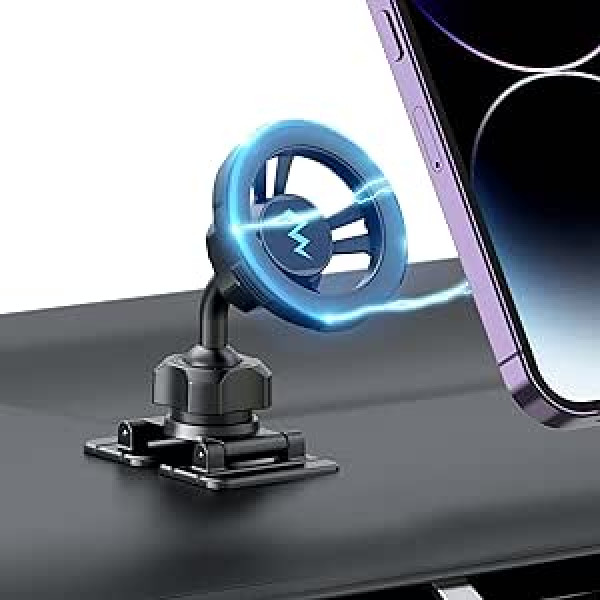 PROfezzion Mag-Safe Car Mount, Phone Holder Magnetic Centre Console & Other Flat Surface for iPhone 15 15 Plus 15 Pro Max 14 13 12 Series (Mag-Safe Ring Included)