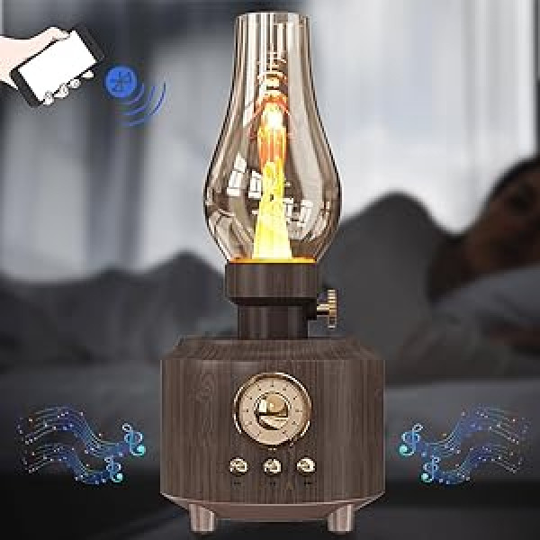 ZONSUSE retro petrolejas Bluetooth skaļrunis ar LED gaismu, Bluetooth kaste ar nakts gaismu, pārnēsājama mūzikas kaste Bluetooth, skaļrunis Bluetooth, jaudīgs bass, liela skaļuma Bluetooth 5.0 (valriekstu grauds A)