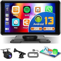 2G+32G Android 13 portatīvais automašīnas radio bezvadu Apple Carplay Android Car, 7 collu ekrāna monitors ar GPS Navi, WiFi, Bluetooth, FM, uzstādīts informācijas panelī un vējstiklā, atpakaļskata kamera