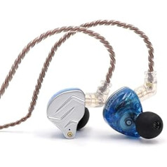 LINSOUL KZ ZSN Pro Dual Driver 1BA + 1DD hibrīda metāla austiņas HiFi in-ear monitors ar noņemamu 2 kontaktu kabeli, cinka sakausējuma paneli (bez mikrofona, zils)