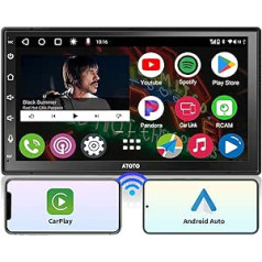 ATOTO A6PF Double DIN Android automašīnas radio, bezvadu CarPlay un bezvadu Android automašīna, 7 collu QLED skārienekrāna DAB+ radio, MirrorLink, WiFi/BT/USB piesaiste, Dual Bluetooth, HD LRV, 2G+32G, A6G2B7PF