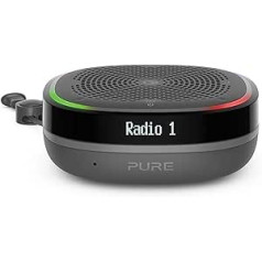 Pure StreamR Splash Outdoor DAB+/FM viedais radio ar Alexa balss vadību un Bluetooth (IP67 ūdensizturīgs, pārnēsājams, 15 stundu akumulators, ātrās taupīšanas pogas, AUX-in un LCD displejs), antracīts